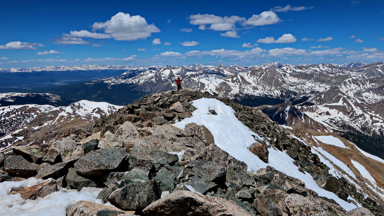 Marion on the summit ridge of Mount Yale